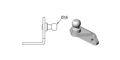 Technical drawing - Endfitting - Brackets ball